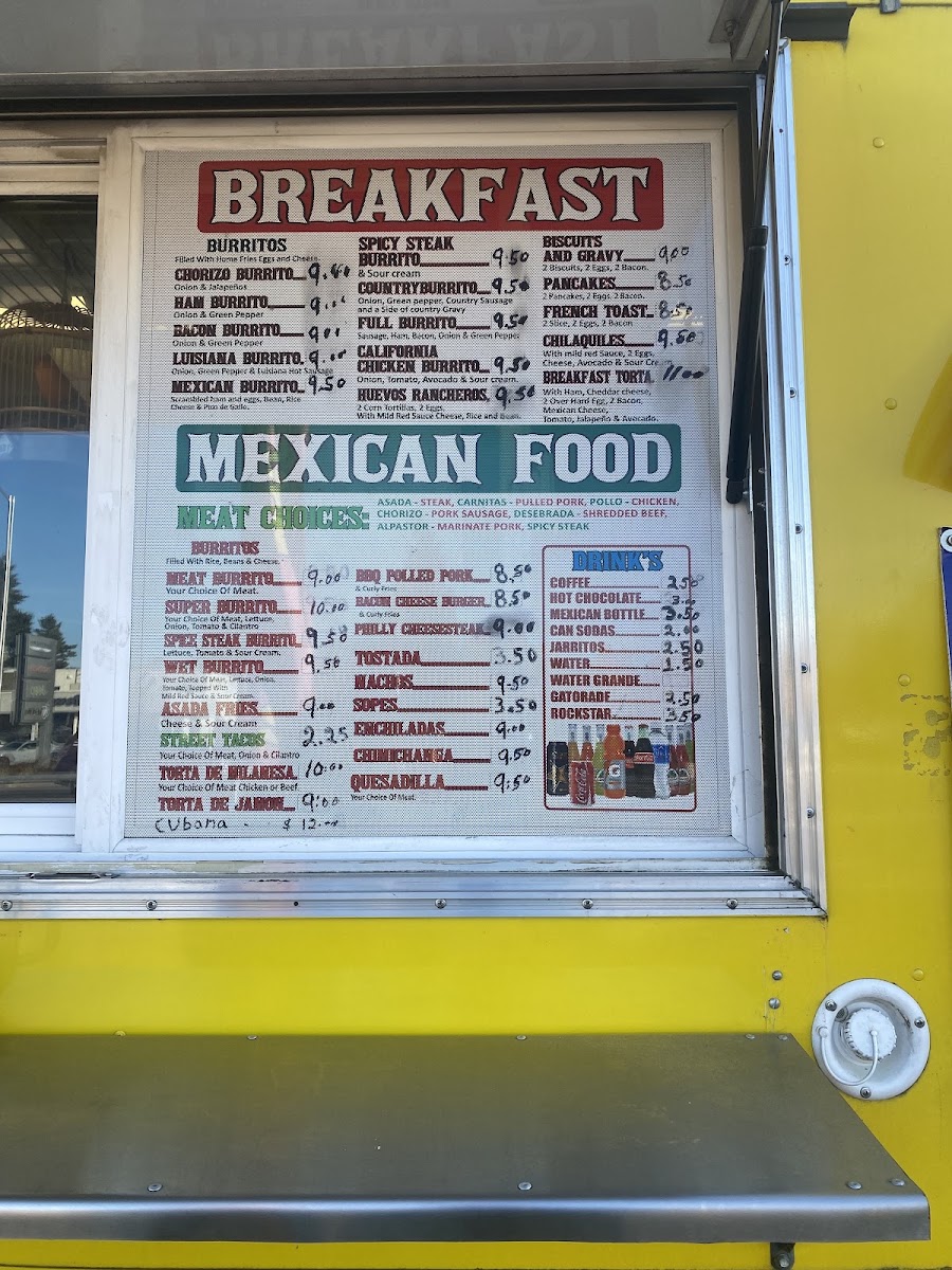 Rudy's Brunch Breakfast & Lunch Food Truck menu board