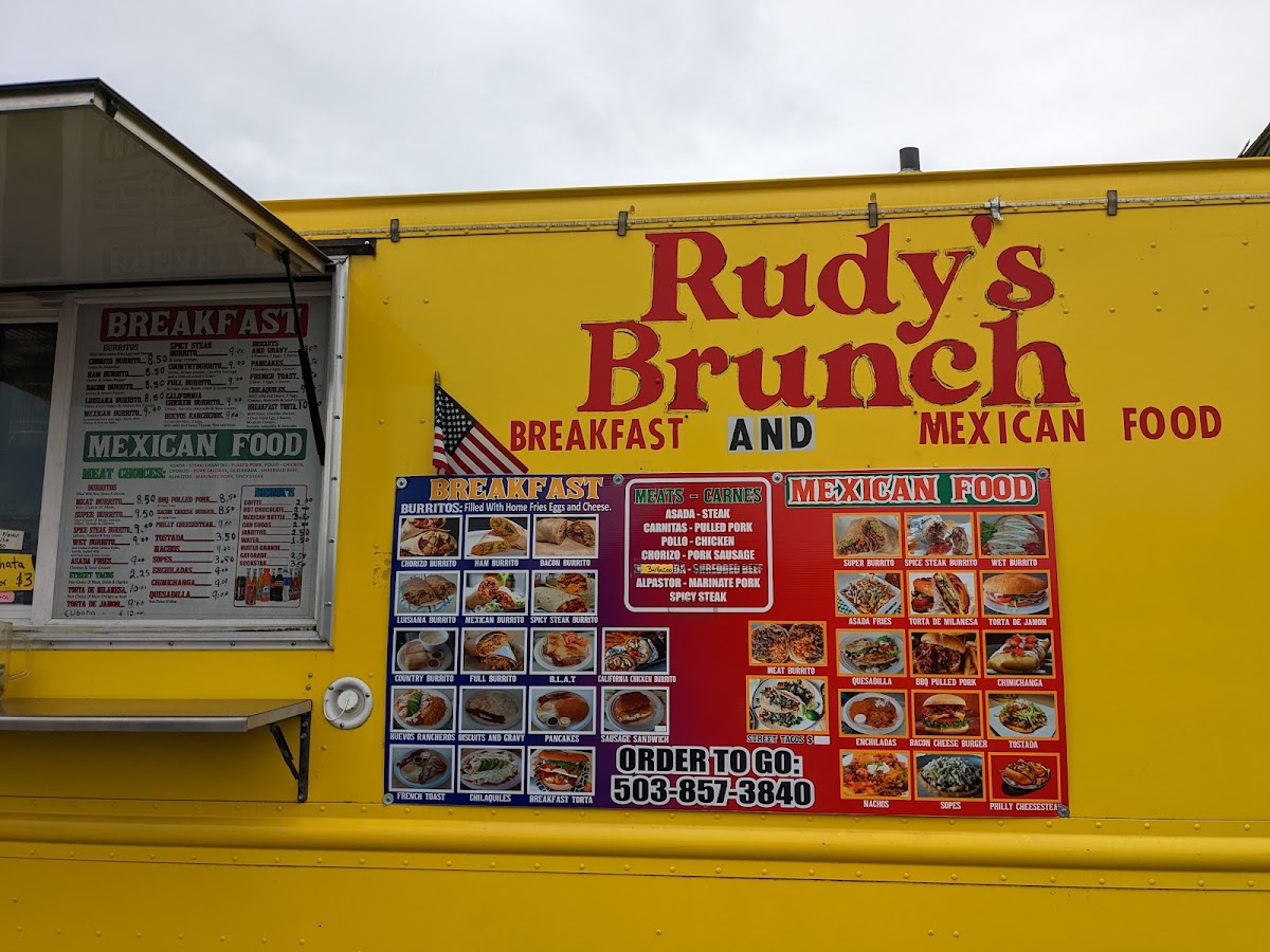 Rudy's Brunch Breakfast & Lunch Food Truck menu board
