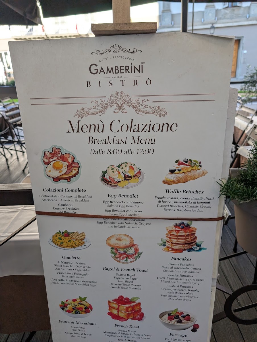 Café Pasticceria Gamberini menu board
