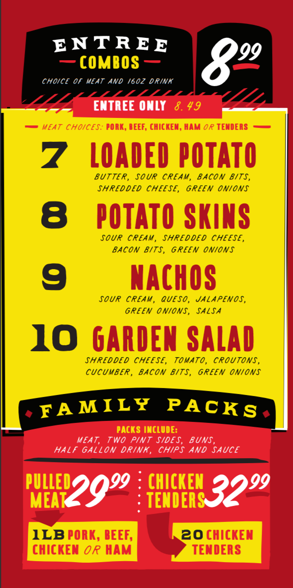 Rick's Barbecue menu board