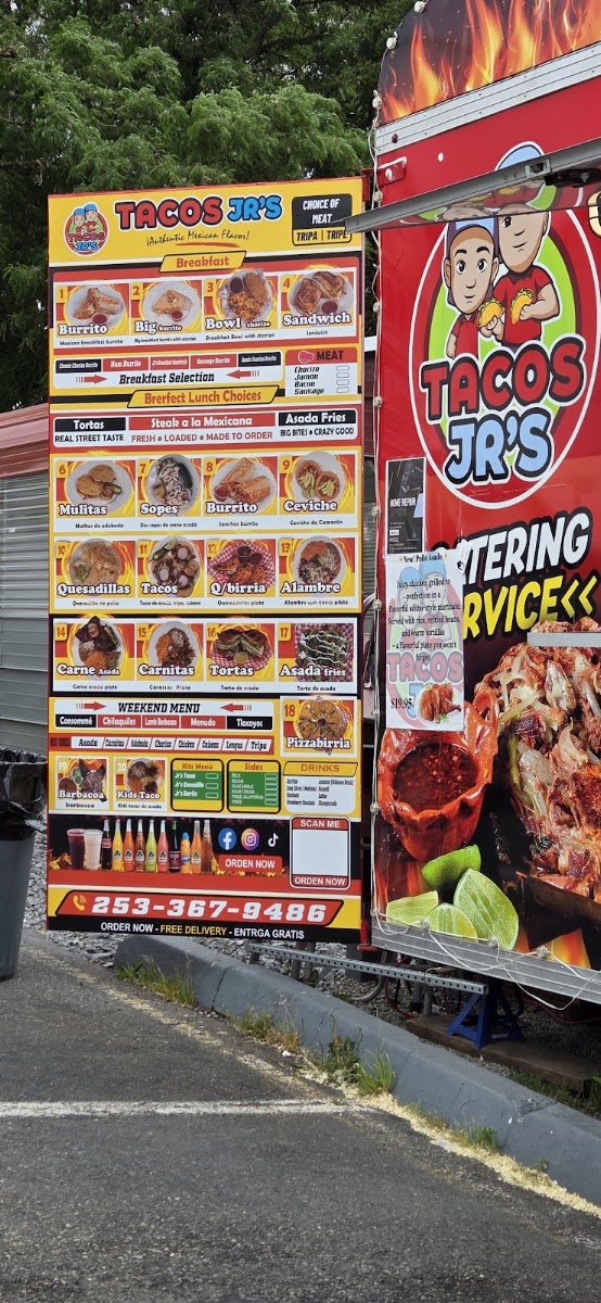 Tacos Jrs menu board