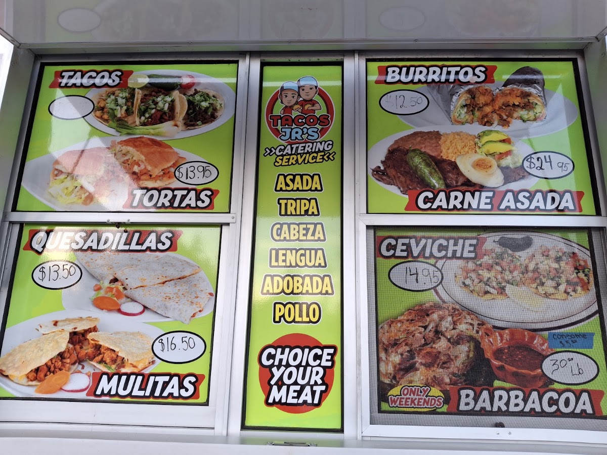Tacos Jrs menu board