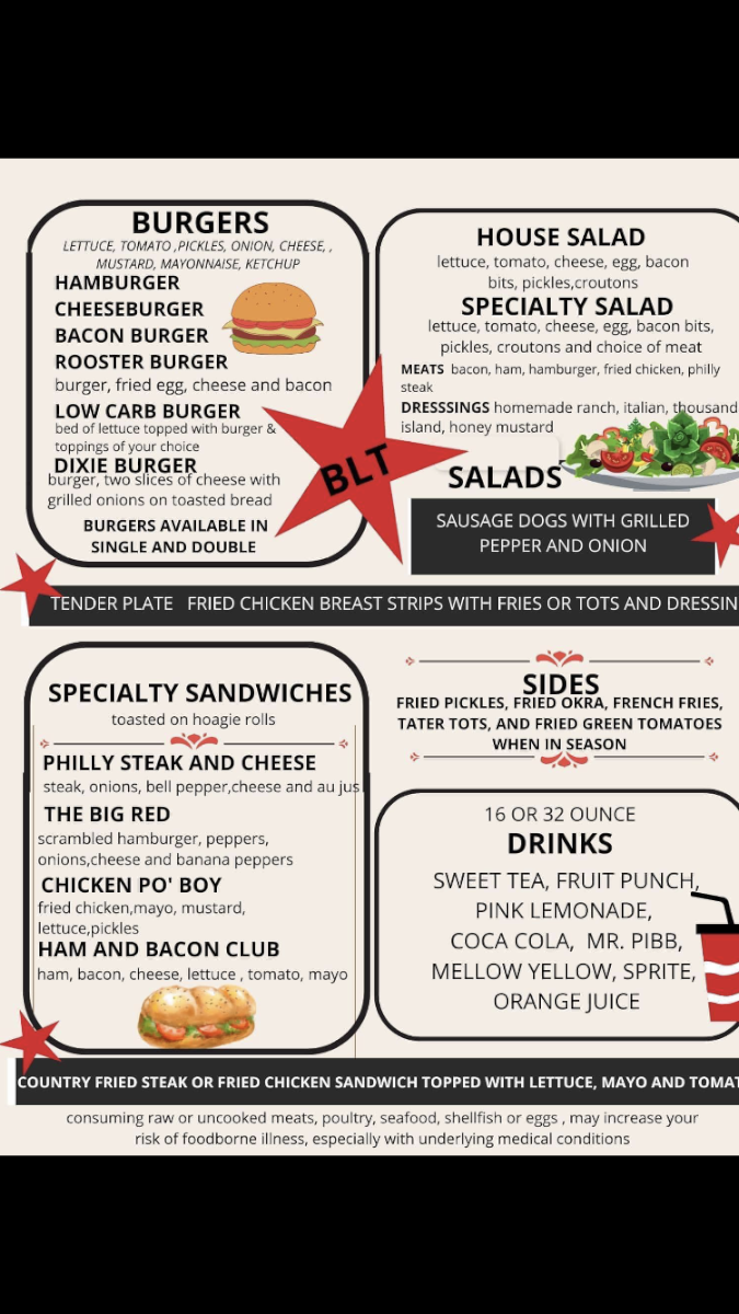 Dixie Kitchen menu board