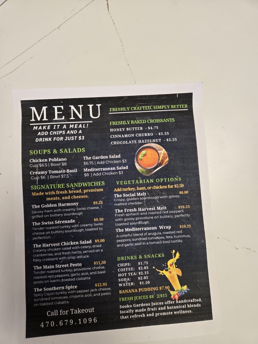 Social Cafe menu board