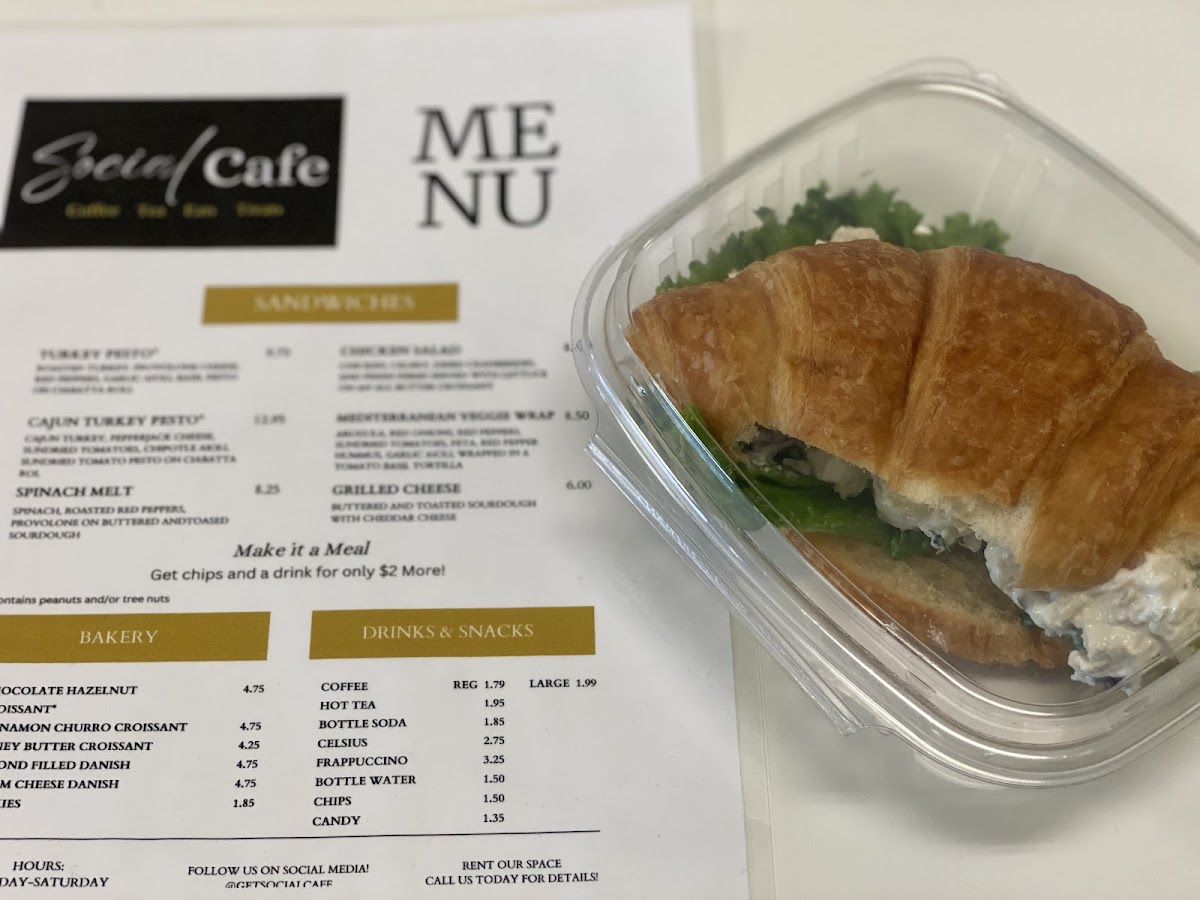 Social Cafe menu board