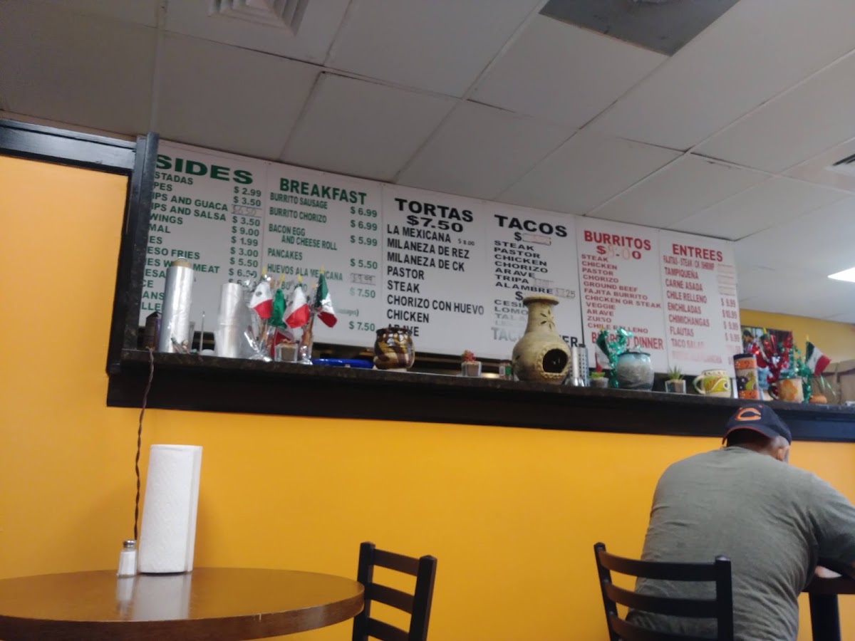 Taqueria San Miguel menu board