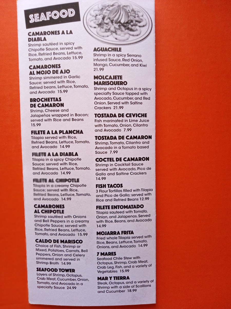La Tapatia Mexican Grill menu board