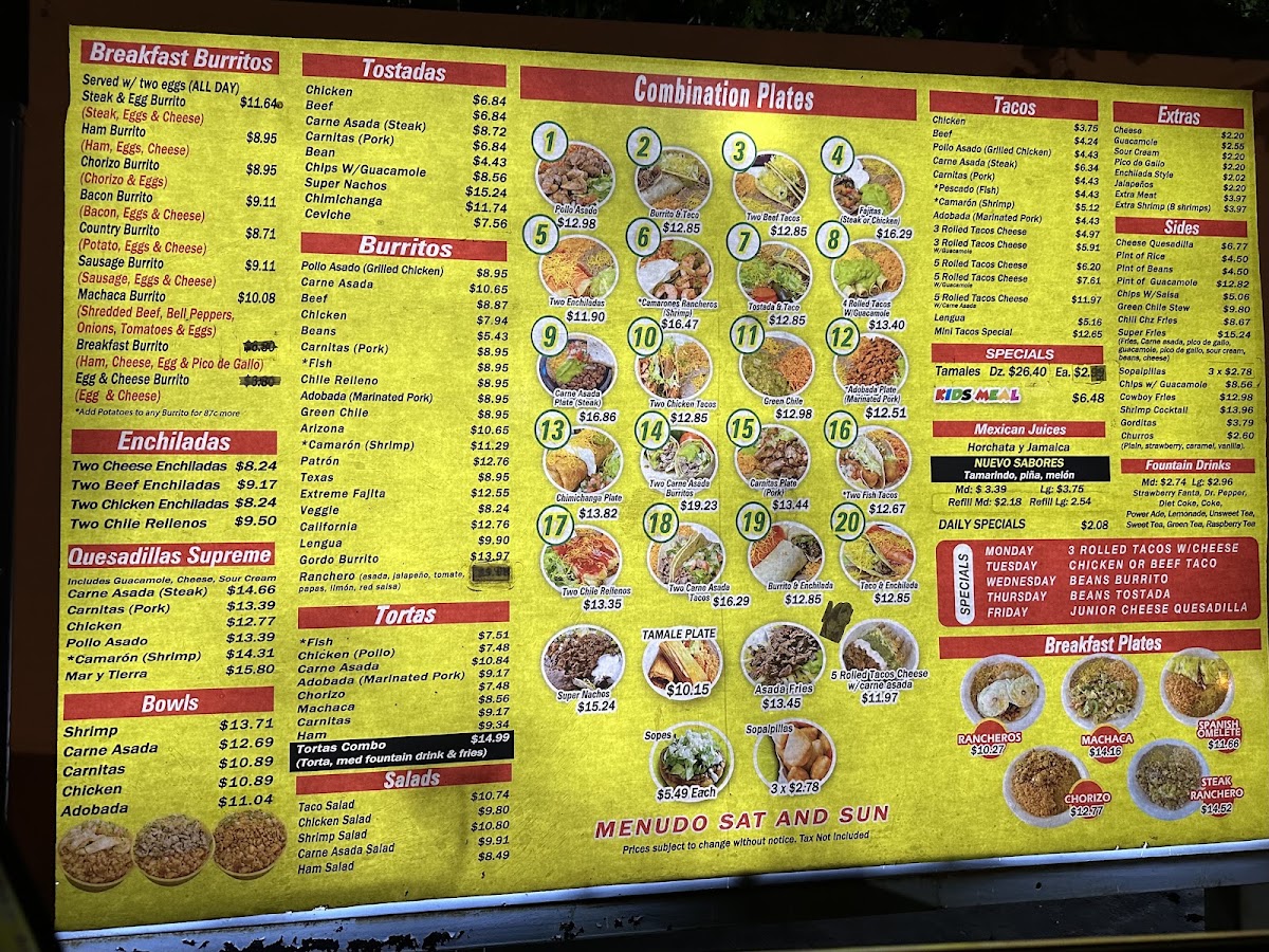 Filiberto's Mexican Food menu board