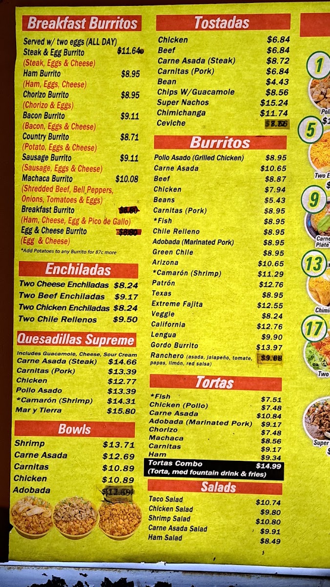 Filiberto's Mexican Food menu board