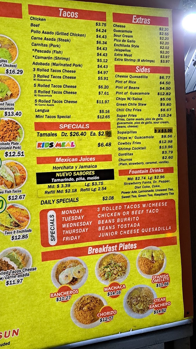Filiberto's Mexican Food menu board