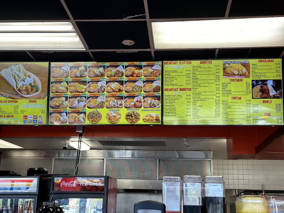 Filiberto's Mexican Food menu board