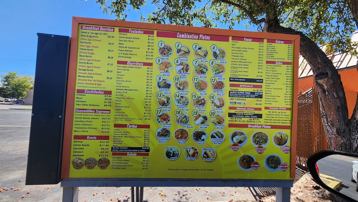 Filiberto's Mexican Food menu board