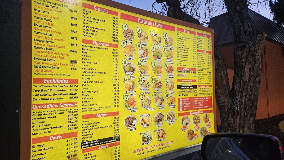 Filiberto's Mexican Food menu board