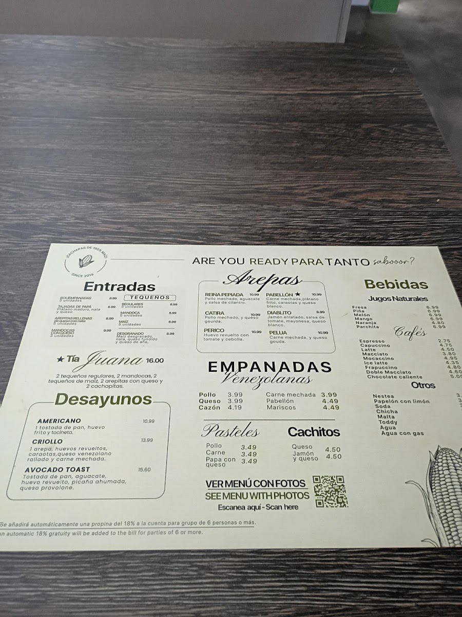 Mr. Cachapa menu board
