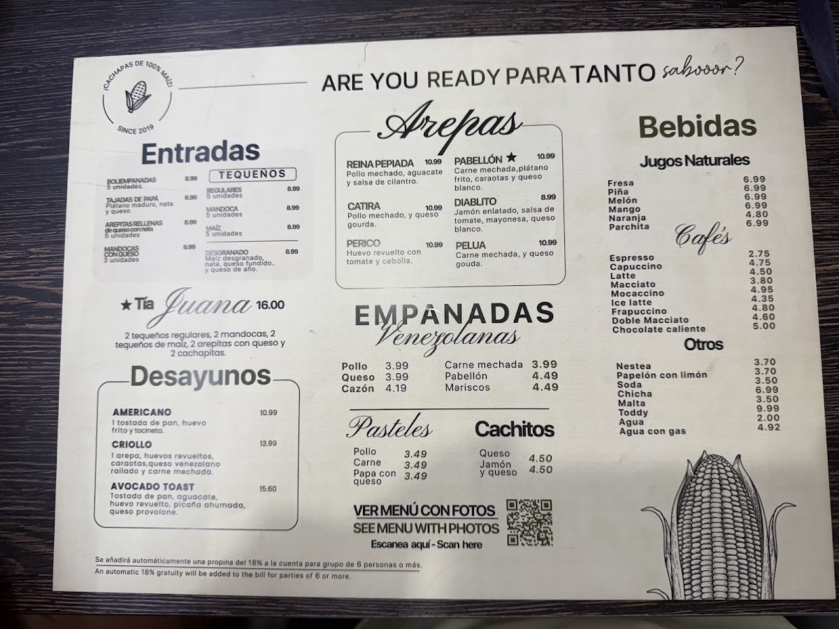 Mr. Cachapa menu board