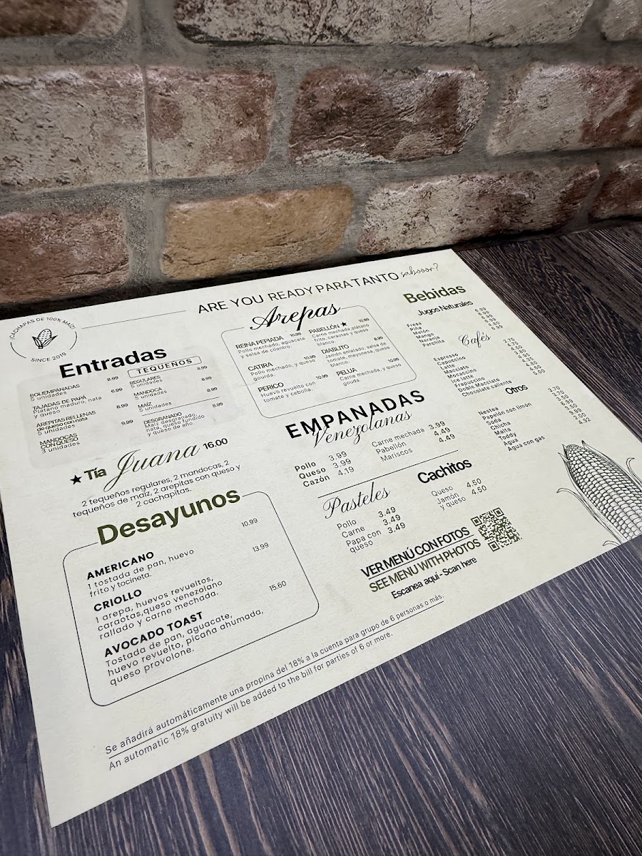Mr. Cachapa menu board