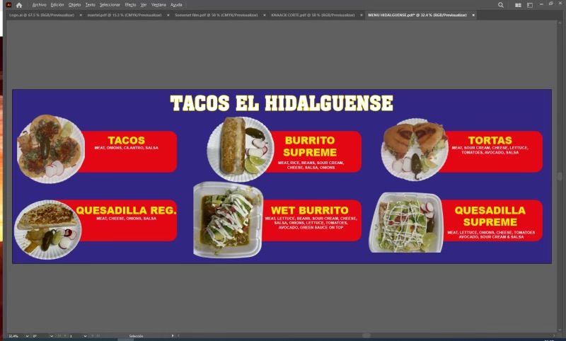 Tacos El Hidalguense #5 menu board