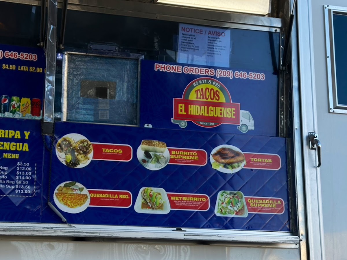 Tacos El Hidalguense #5 menu board