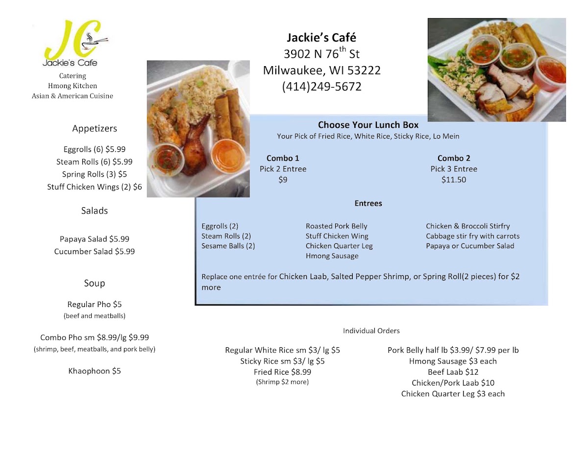 Jackie's Cafe menu board