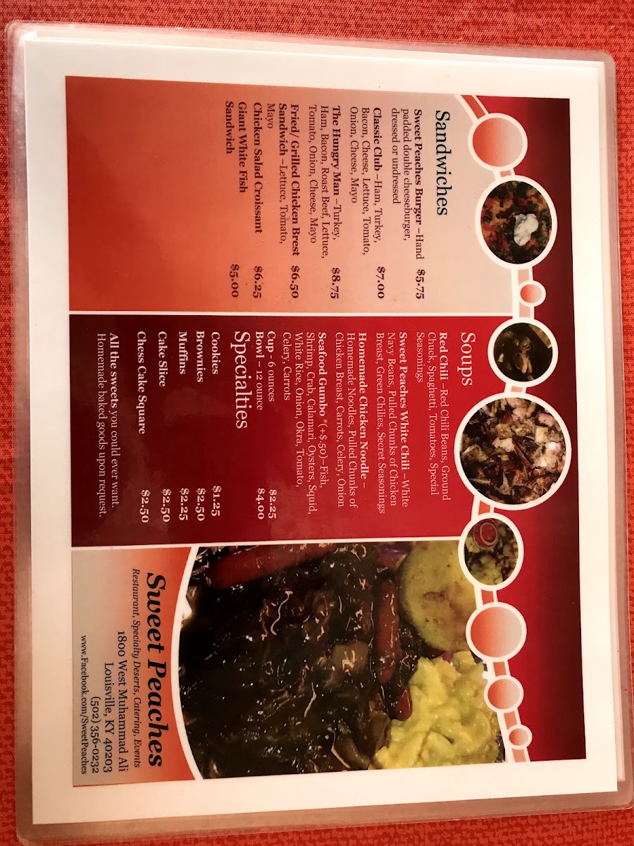 Tinos Taste of Heaven menu board