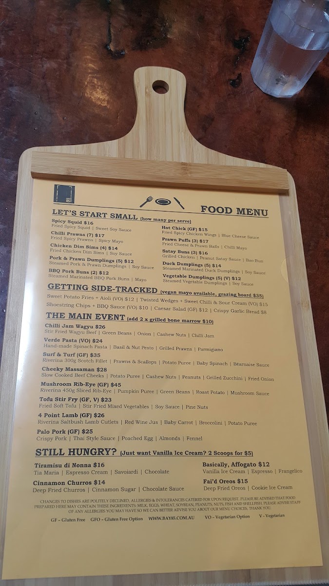 Bayleaf Cafe and dessert menu board