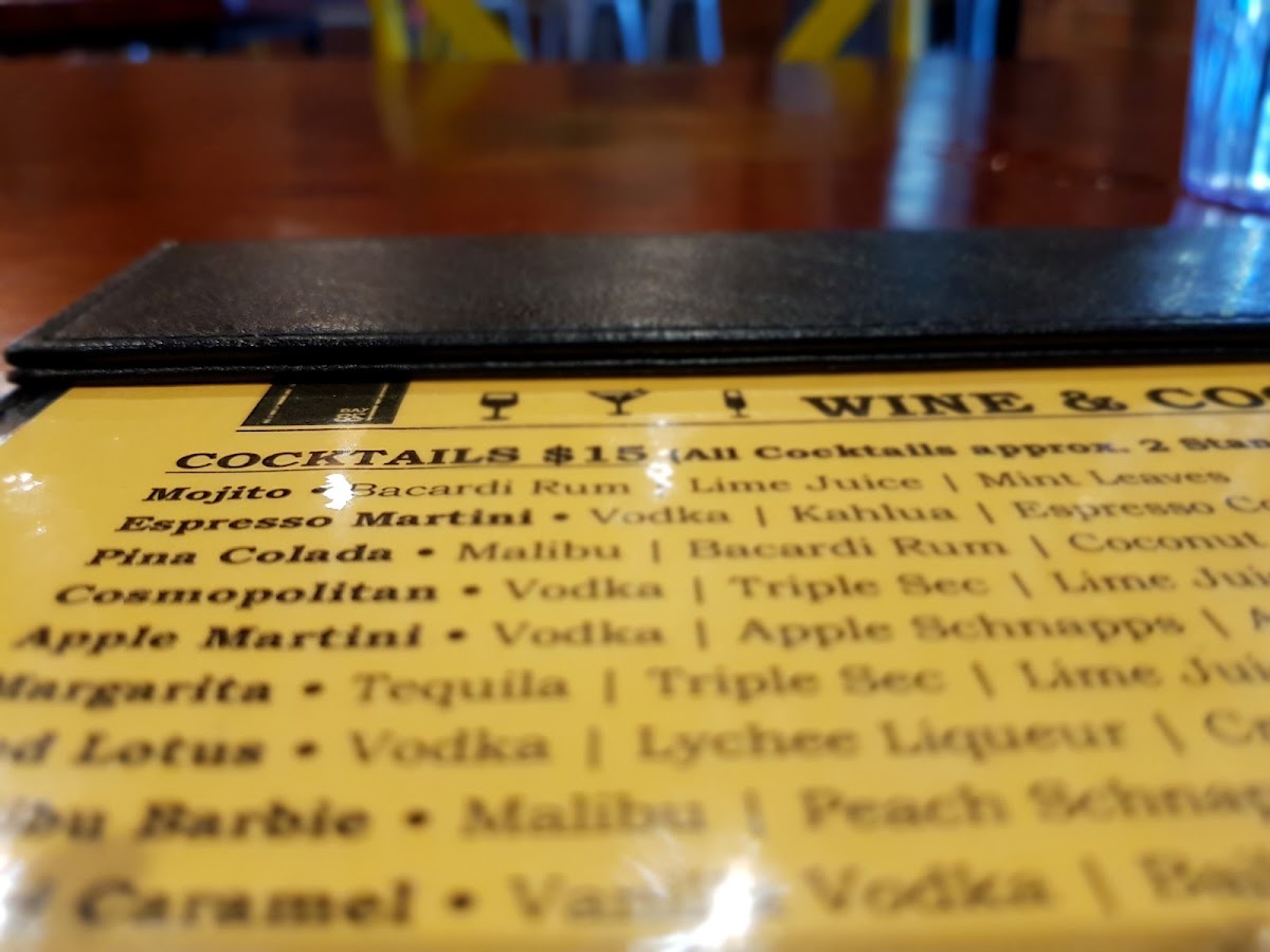Bayleaf Cafe and dessert menu board