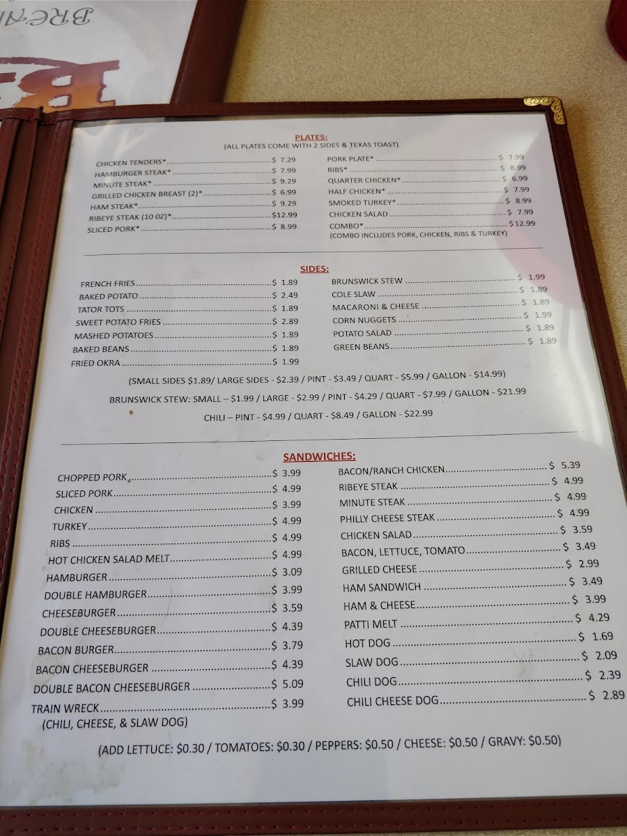 Ronny’s Hamburger Shack menu board