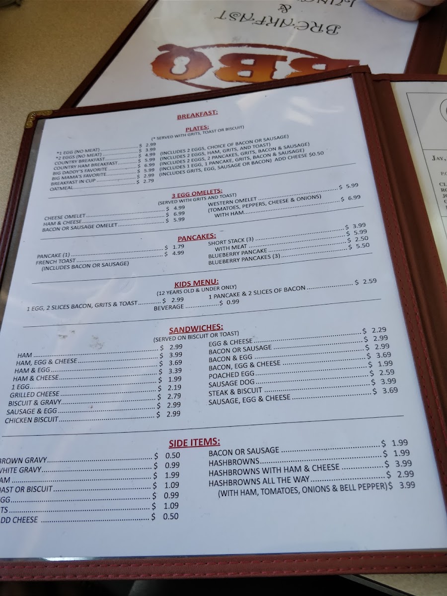 Ronny’s Hamburger Shack menu board