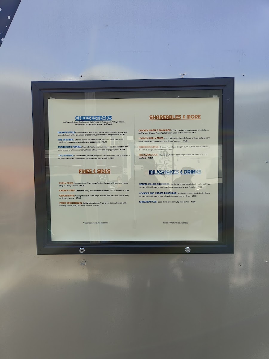 Phoxy's Phillies menu board
