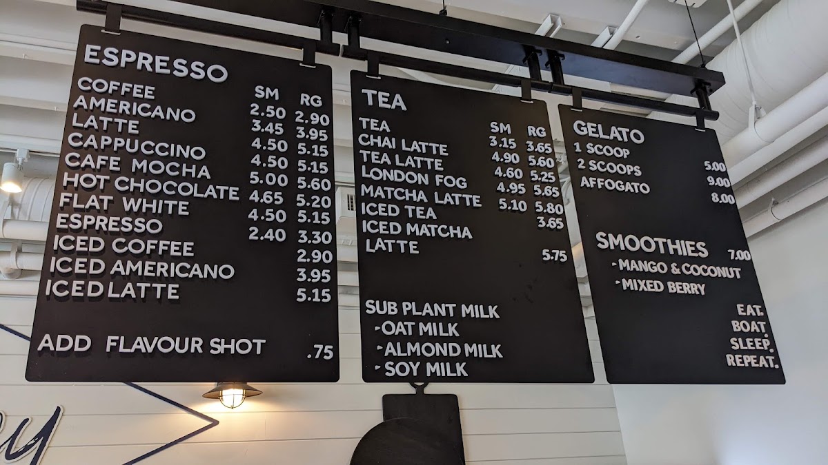 The Galley Lakeside Cafe menu board