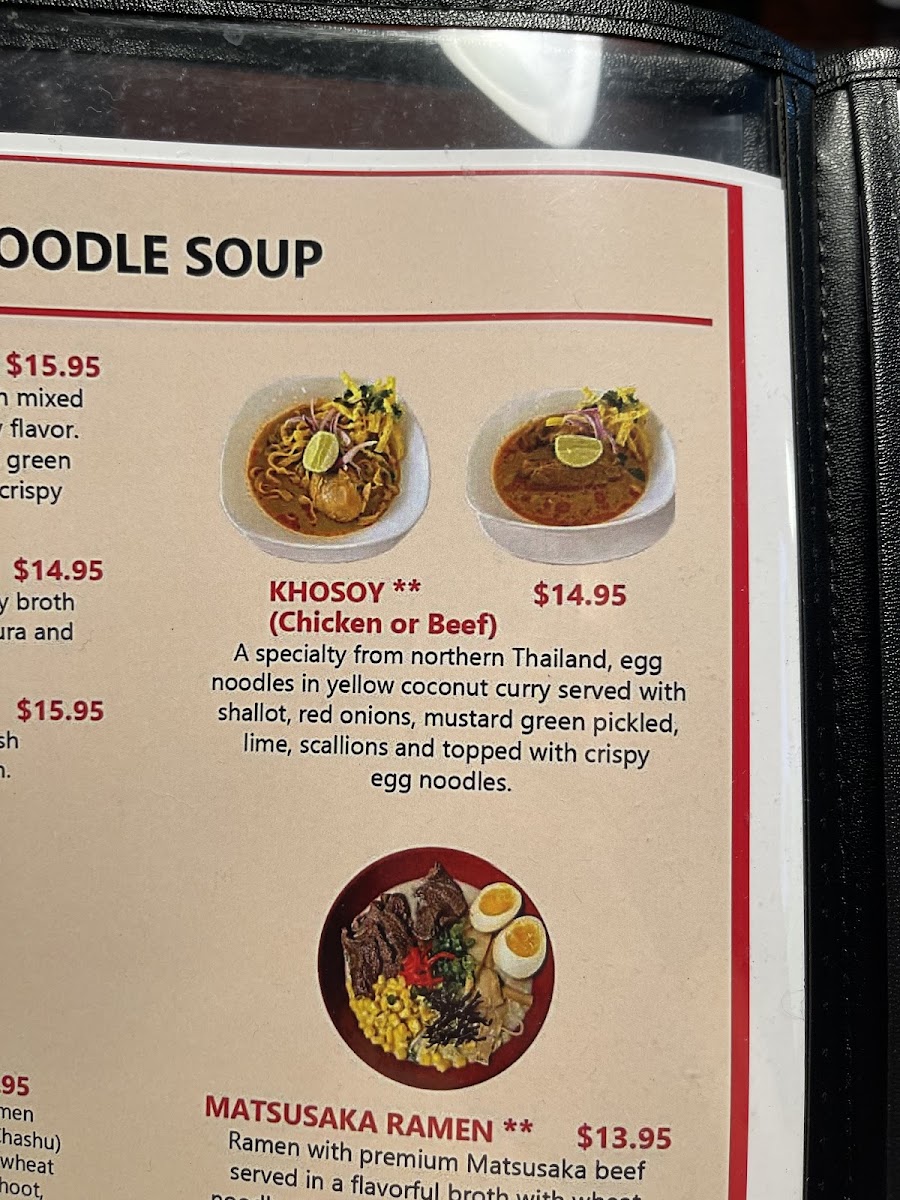 Noodle House by Royal Thai Cuisine (2 You) menu board