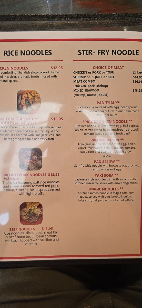 Noodle House by Royal Thai Cuisine (2 You) menu board