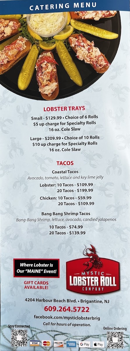 Mystic Lobster Roll Co. Brigantine menu board