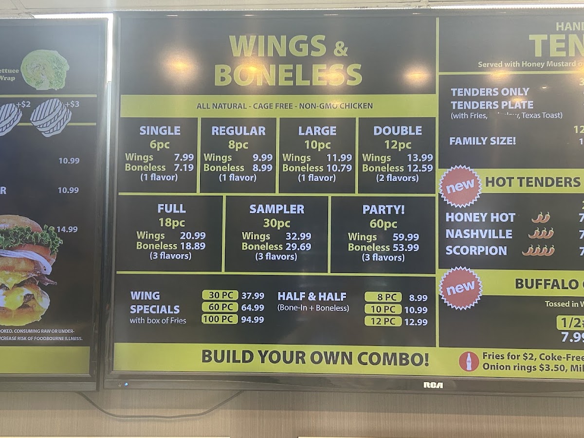 WNB Factory - Wings & Burger menu board