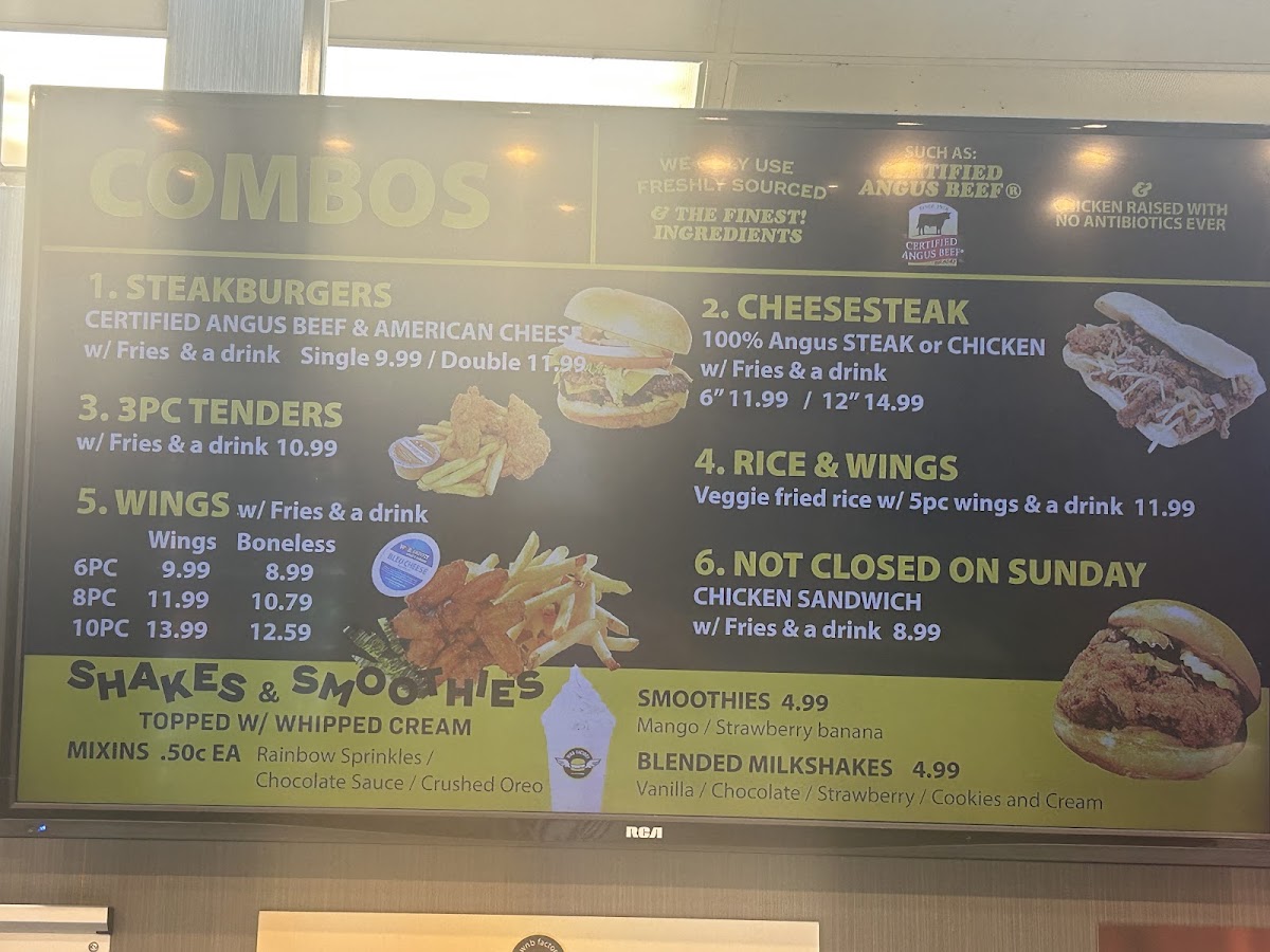 WNB Factory - Wings & Burger menu board