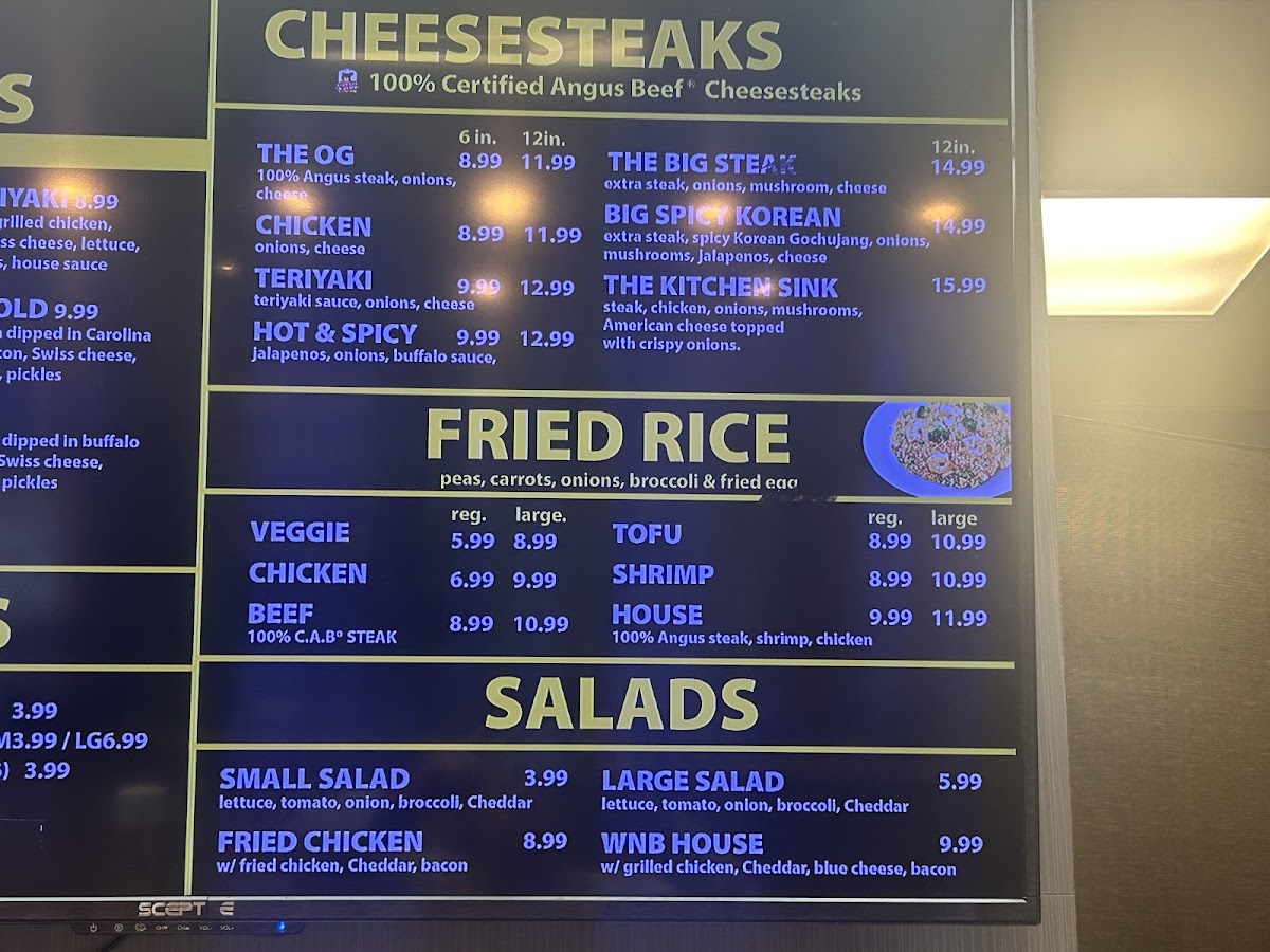 WNB Factory - Wings & Burger menu board