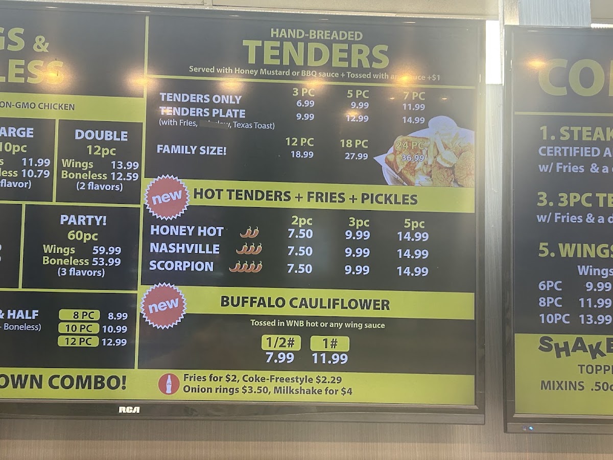 WNB Factory - Wings & Burger menu board