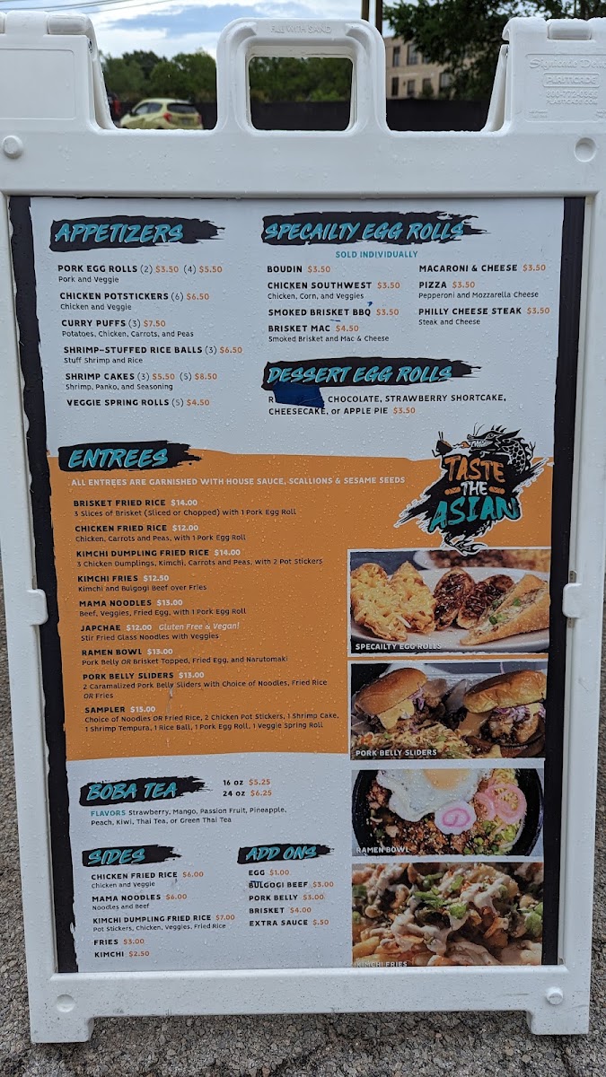 Taste The Asian LLC menu board