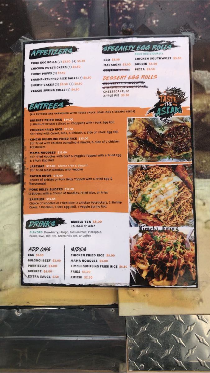 Taste The Asian LLC menu board