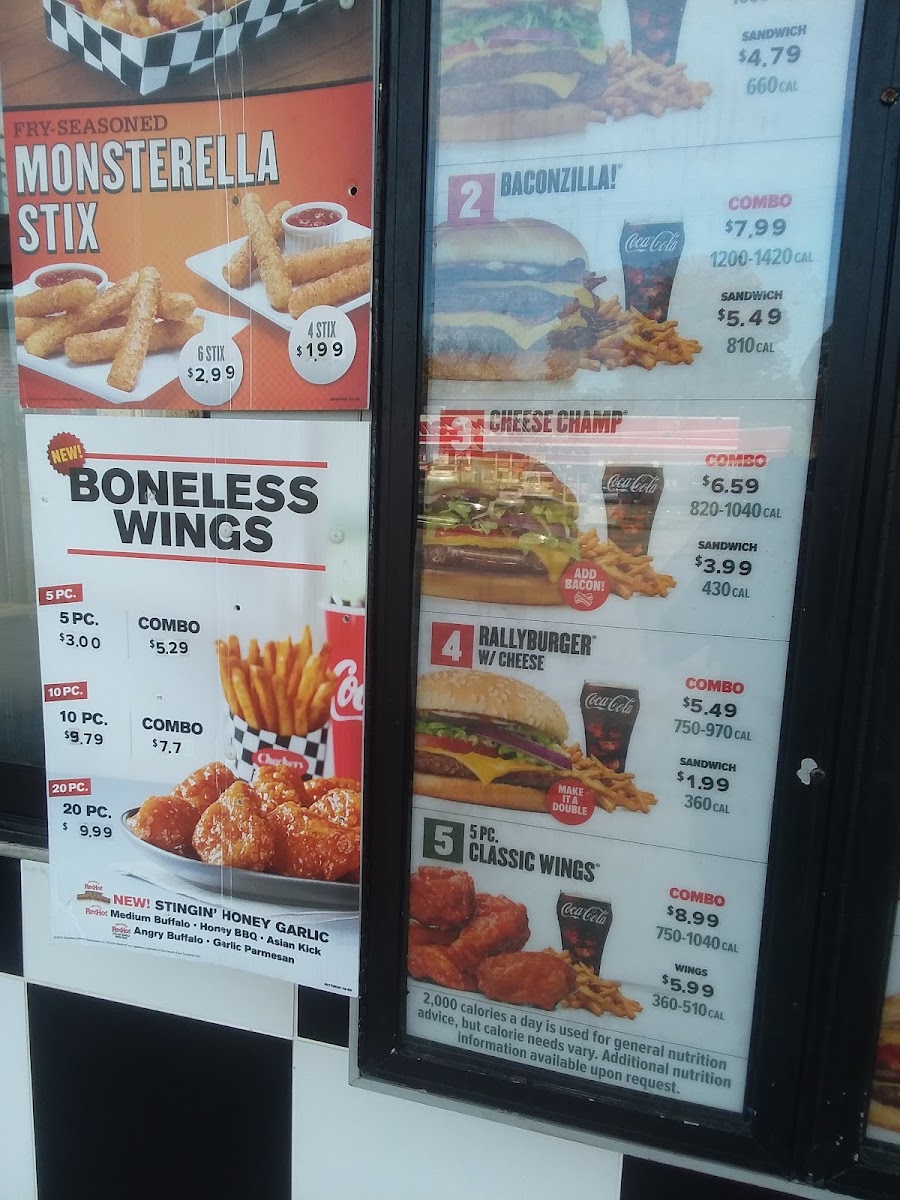 Rally's menu board