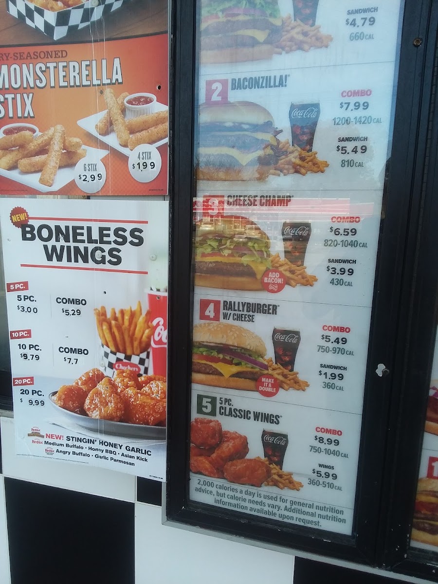Rally's menu board