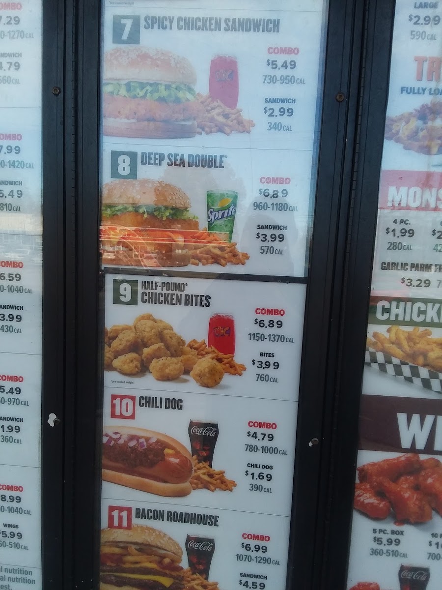 Rally's menu board