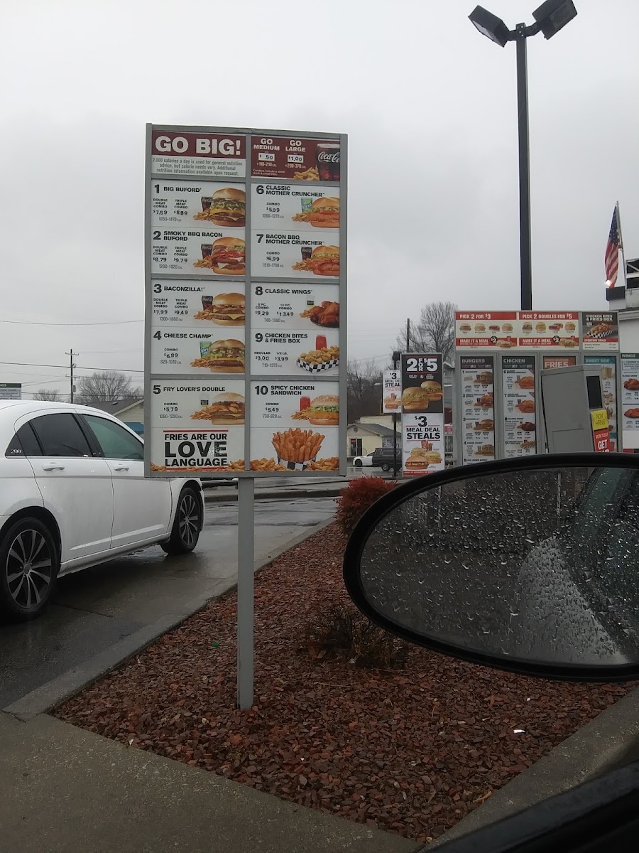 Rally's menu board