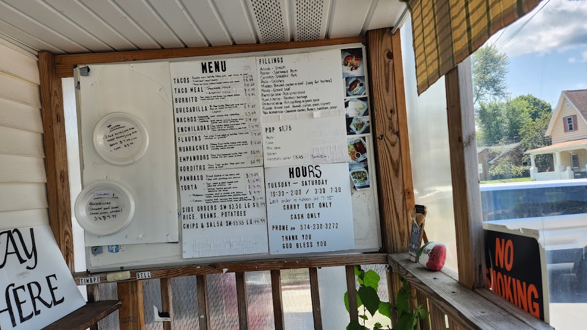Garcia's Mexican Food menu board