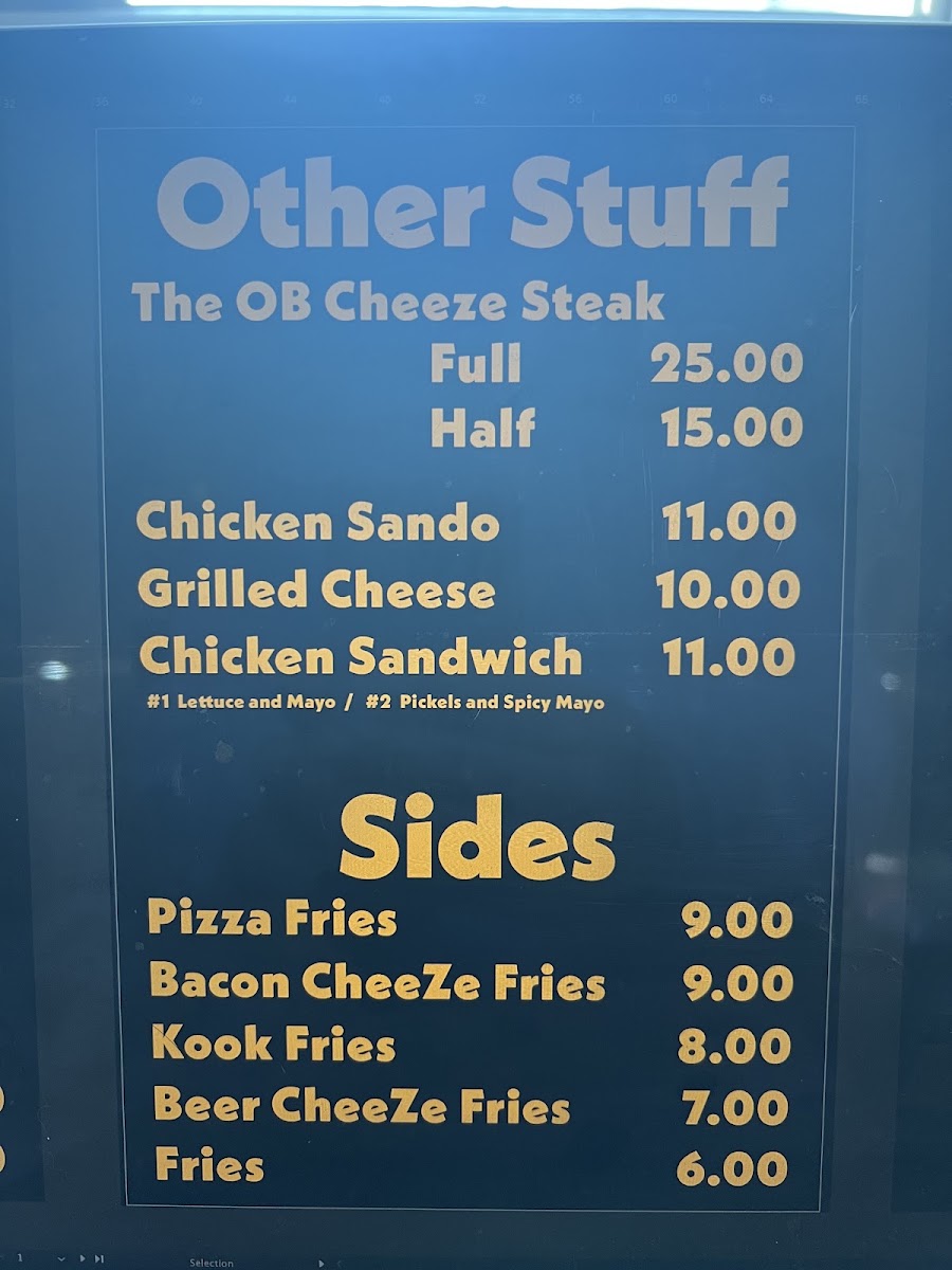 Burger Kook menu board