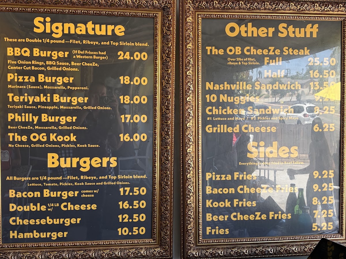 Burger Kook menu board