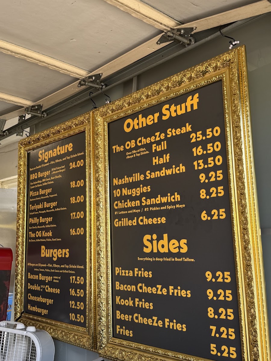 Burger Kook menu board