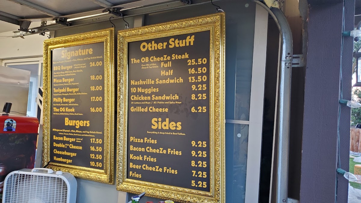 Burger Kook menu board