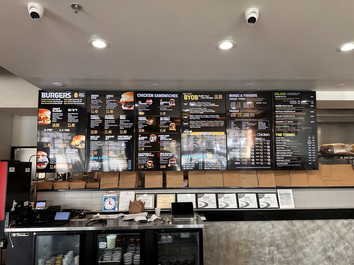 Craft Burger by Shane North Main menu board