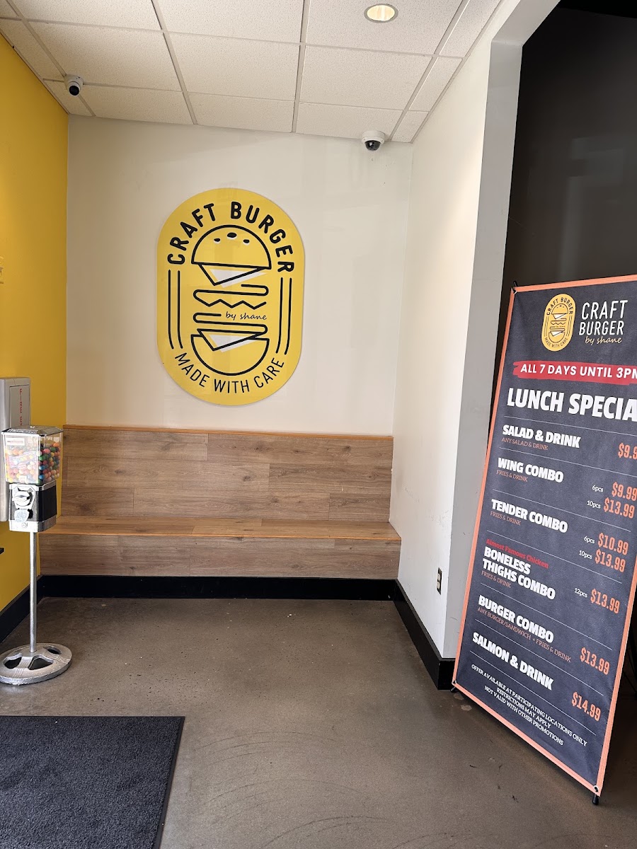 Craft Burger by Shane North Main menu board